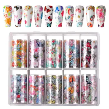 

Makartt Nail Art Foil Transfer Stickers Nail Art Supplies Foil Transfers 10 Rolls Nail Decals Nail Extension Gel Art Decorations