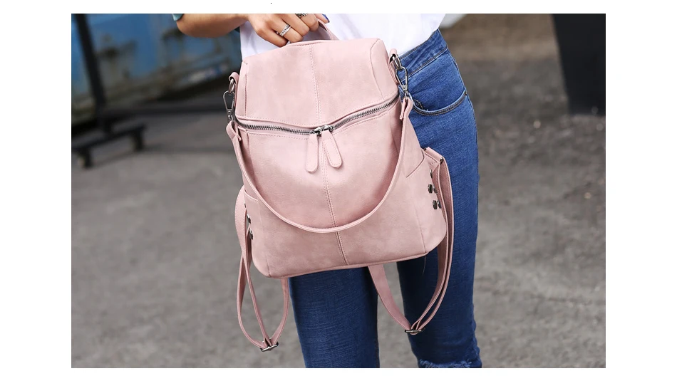 TTOU, простой стиль, женский рюкзак из искусственной кожи, рюкзаки для девочек-подростков, школьные сумки, модные винтажные однотонные черные сумки на плечо