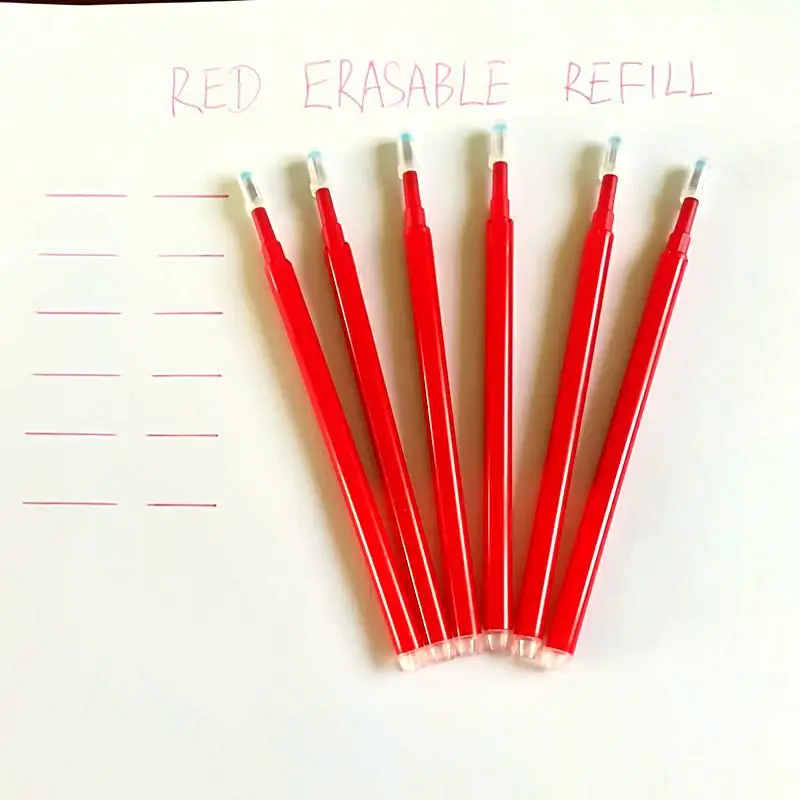 6 PCS RED Волшебная стираемая ручка, заправка синими чернилами, 0,7 мм, фрикционная ручка, запасная ручка для школы, офиса, канцелярские принадлежности, студенческие канцелярские ручки - Цвет: 6 PCS RED