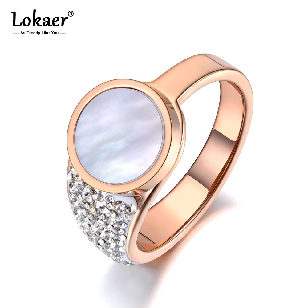 Классические кольца Lokaer из титановой нержавеющей стали с белыми ракушками для