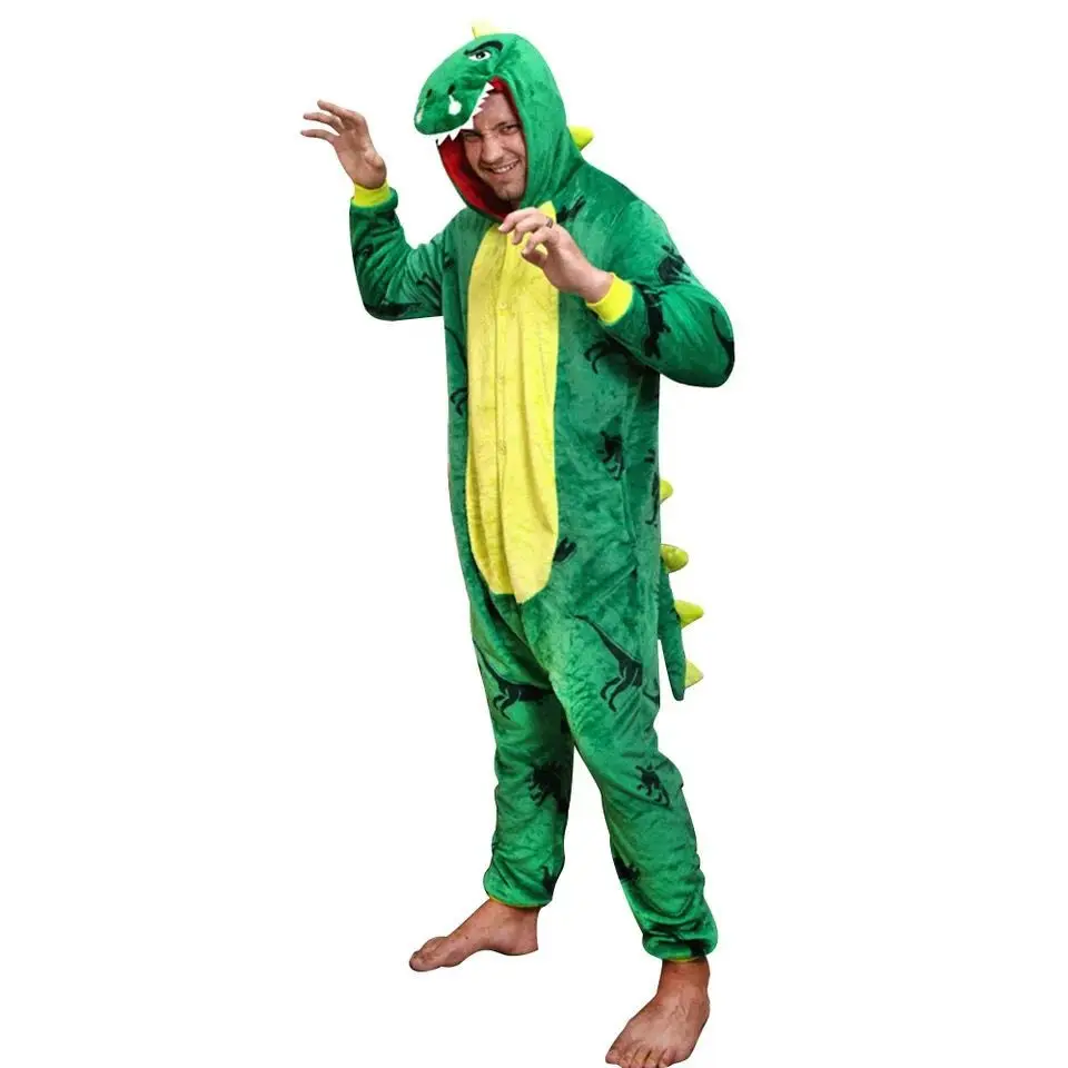 XXL Size Adult Dinosaur Onesies Animal Pajamas Cosplay Costume Party Funny Jumpsuits Christmas