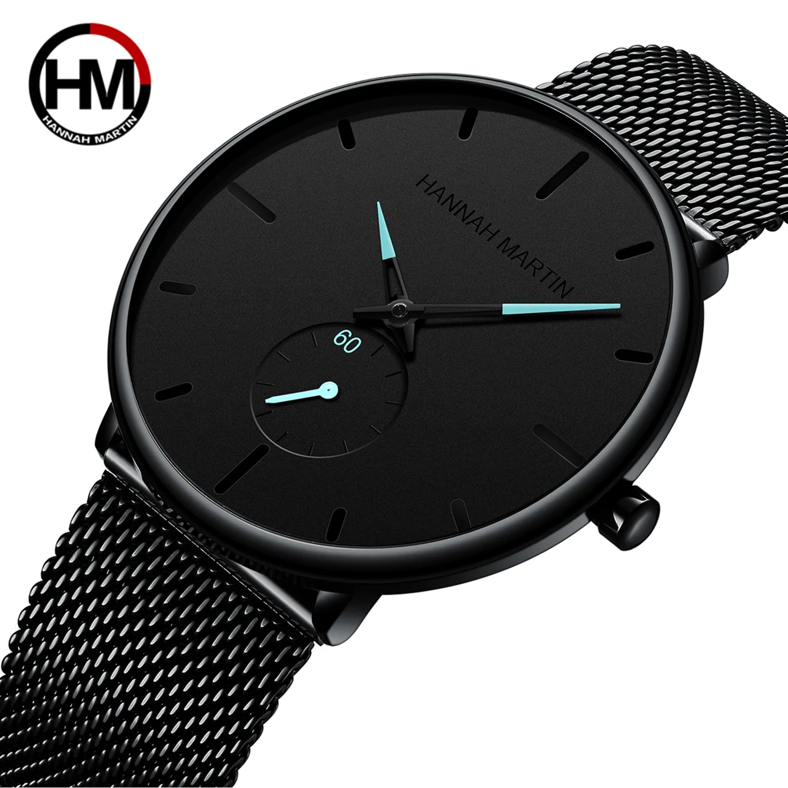 

2019 HM Fashion Mens Watches Top Brand Luxury Quartz Watch Men Casual Slim Mesh Steel Waterproof hour Watch Relogio Masculino
