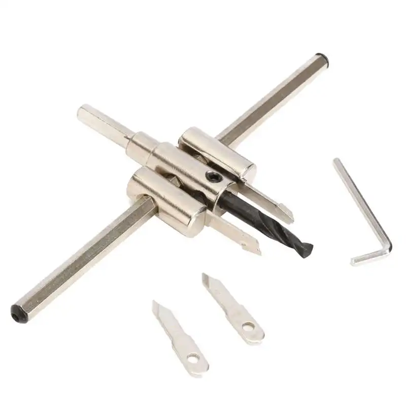

Aluminum alloy 40Mm-200Mm Adjustable Circle Hole Cutter Set With Wood Metal Hole Saw Drill Bit Tools For Woodworking