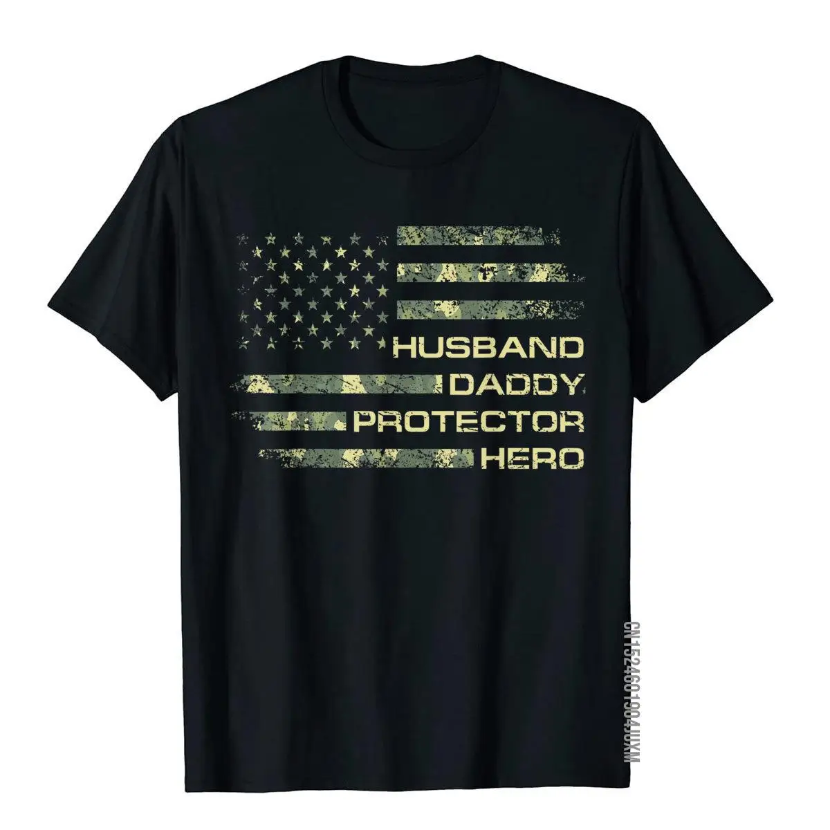 Mens Husband Daddy Protector Hero Shirt Fathers Day Flag Gift Tee T-Shirt__97A3695black