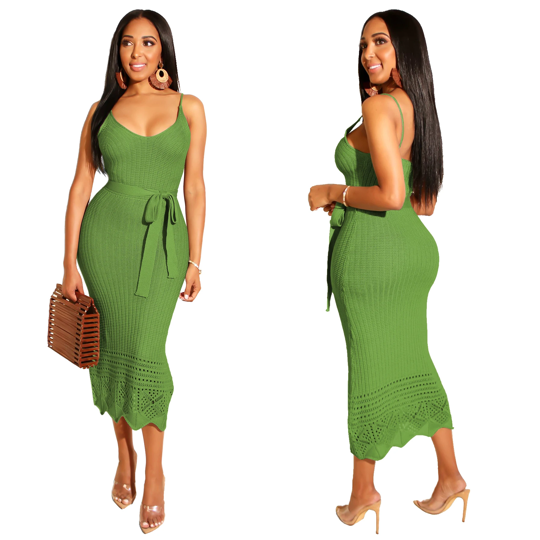 

Women Sexy casual bright color midi dresses knitted hook flower strap dress off shoulder elegant sundress fall 2019 female cloth