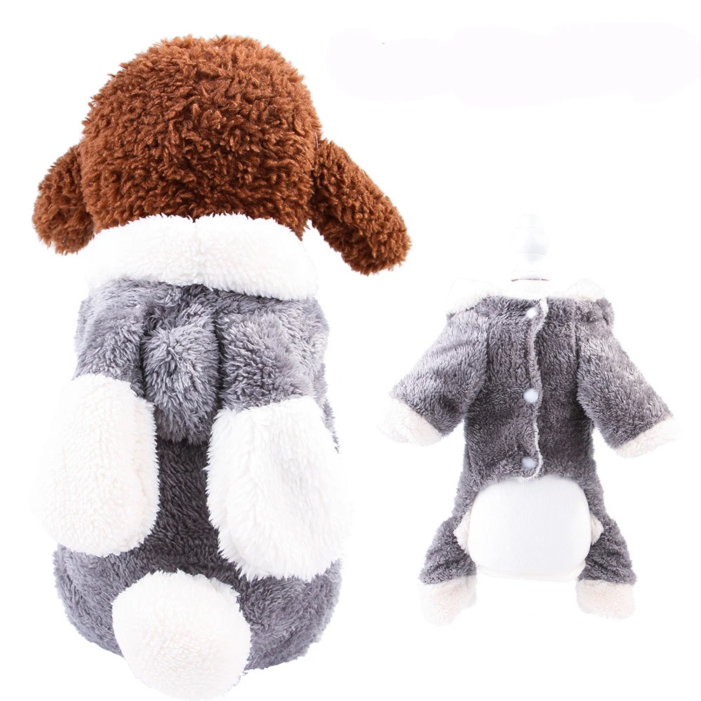 Одежда для собак с героями мультфильмов, Зимняя Теплая Флисовая Куртка для чихуахуа, куртки для щенков, кошек, толстовки, костюмы с Мопсом, французская одежда для бульдога XS-XXL - Цвет: Gray Rabbit