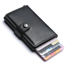 Мужской и женский Автоматический кошелек для кредитных карт, кошелек с задним карманом, держатель для ID карт, RFID блокирующий кошелек, Ретро Кошелек для монет, сумочка для карт