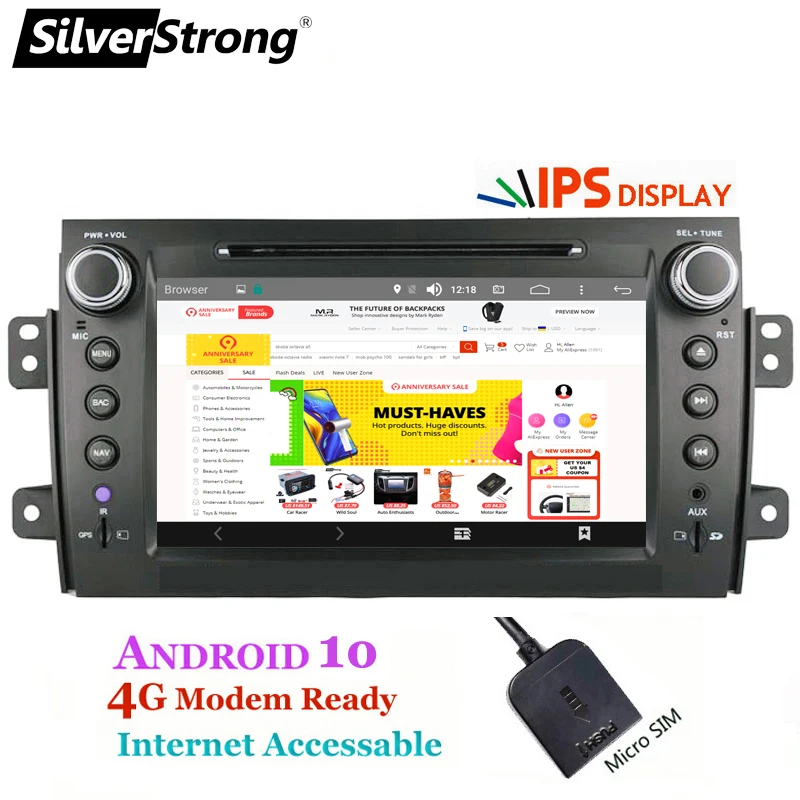 SilverStrong 8 дюймов ips матрица 2Din Android10.0 радио автомобильный DVD для SUZUKI SX4 MP4 MP3 радио для FIAT Sedici Navitel gps Navi