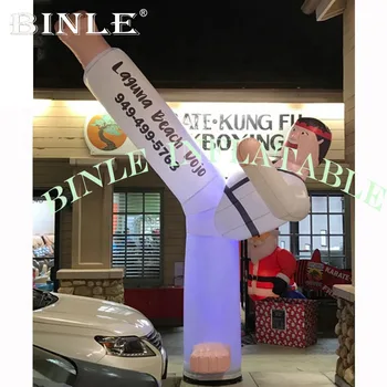 Online Free Standing 3mH Martial Arts Inflatable Karate For Advertising Inflatable Taekwondo Kick Man/boy With Base Blower&led Lights