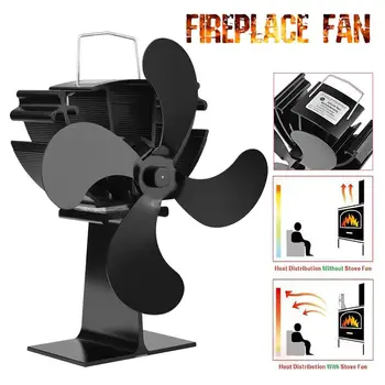 

HOT SALES!! Home Silent Stove Fan Eco-Friendly 4 Blades Heat Powered Stove Fan Fireplace for Home Wood Log Burning