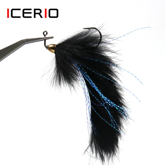 ICERIO 3PCS 1/0 90 Degree Jig Hook Copper Head Meatwhistle Bass