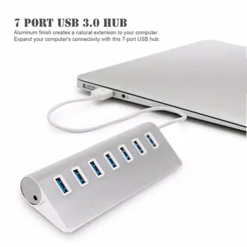 

7 Port USB 3.0 Hub Portable Aluminum charging and Data Hub 3-Foot USB 3.0 Cable Portable Alumium Alloy Hub USB 3.0 Hub