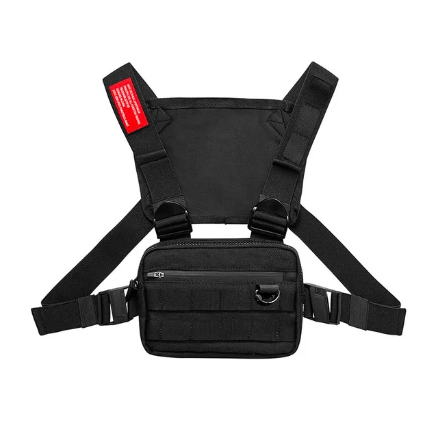 Outdoor Fashion Military Chest Bag Men Women Travel Chest Bag  Streetwear Hiking Cycling Functional Tactical Package Bullet Pack Black