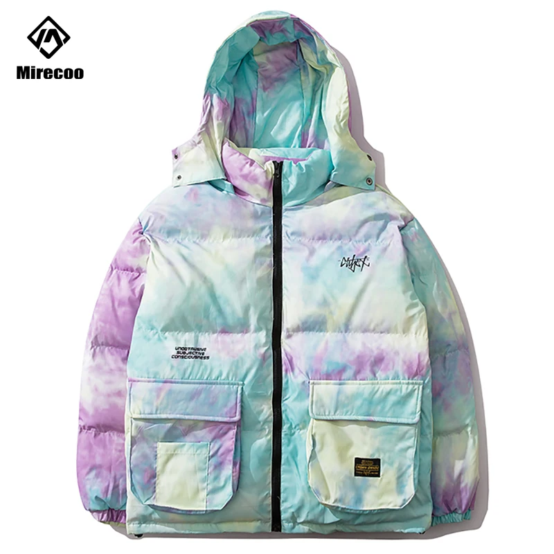 Tie dying Parka мужская зимняя куртка камуфляжный съемный капюшон толстый зимний