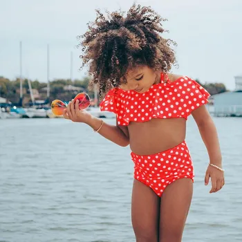 

Children Bikinis Set 3~7Y Girls Swimsuit High quality Girls swimwear Two pieces Kids Bikini set Biquini Ruffles Swimming suit #C