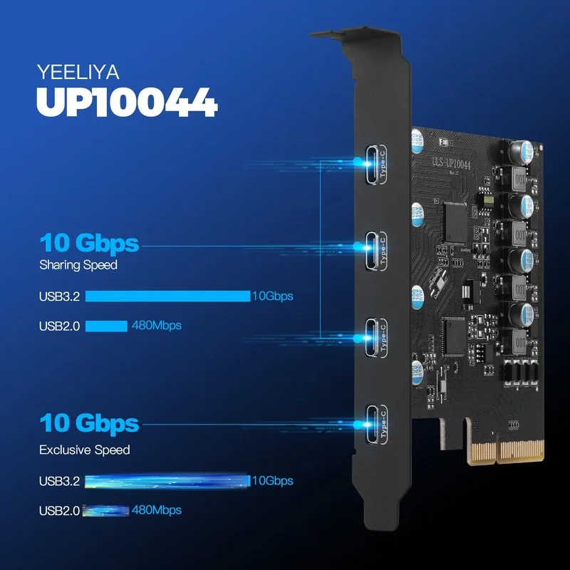 Pcie x4 para Usb 3.2 Gen2 Cartão com 10gbps Largura de Banda Porta tipo c Conversor Pcie para Adaptador Usbc Chip de Expansão Asm3124 - Imagem 4
