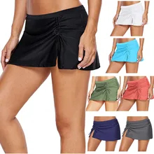 Черная юбка для плавания с рюшами, с боковым отверстием, женская сексуальная бикини, Раздельный купальник, женские плавки, одежда для купания