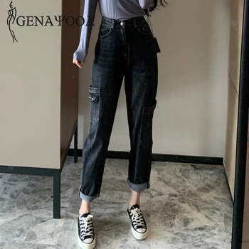

Genayooa High Quality High Waist Black Loose Boyfriend Jeans For Women Befree Denim Jeans Women Korean Style Jeans Feminino 2019
