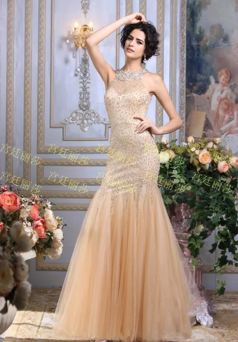 vestidos, роскошное, Кристальное, официальное, для невесты, сексуальное, для свадьбы, расшитое бисером, с золотыми блестками, платье, вечерние платья, платья для выпускного вечера