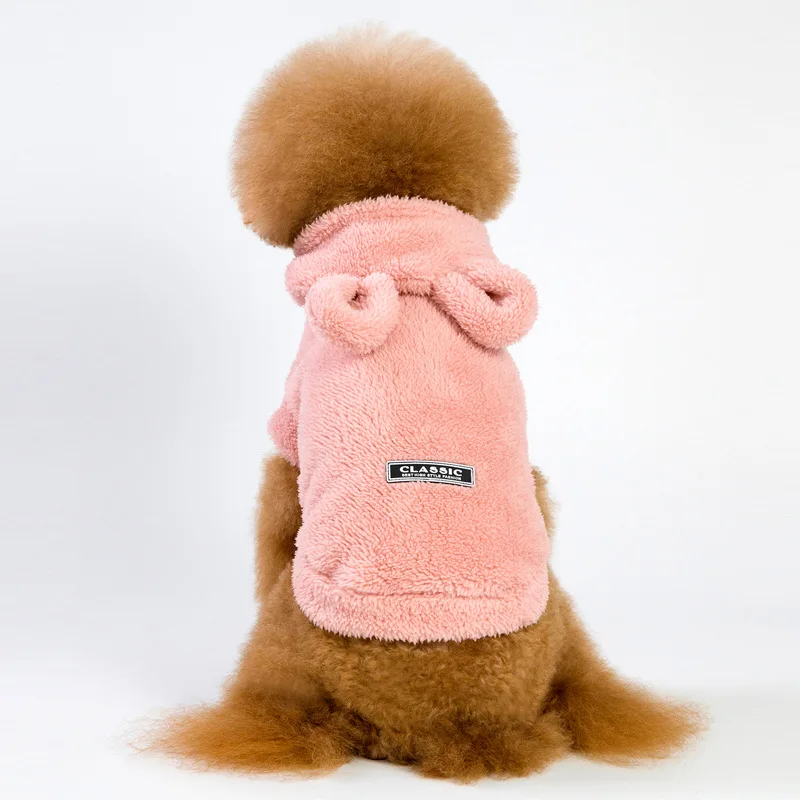 Милая собака толстовка зимняя одежда для собак пальто для собак куртка хлопок Ropa Perro французская одежда для бульдога Одежда Для Собак Мопс - Цвет: Розовый