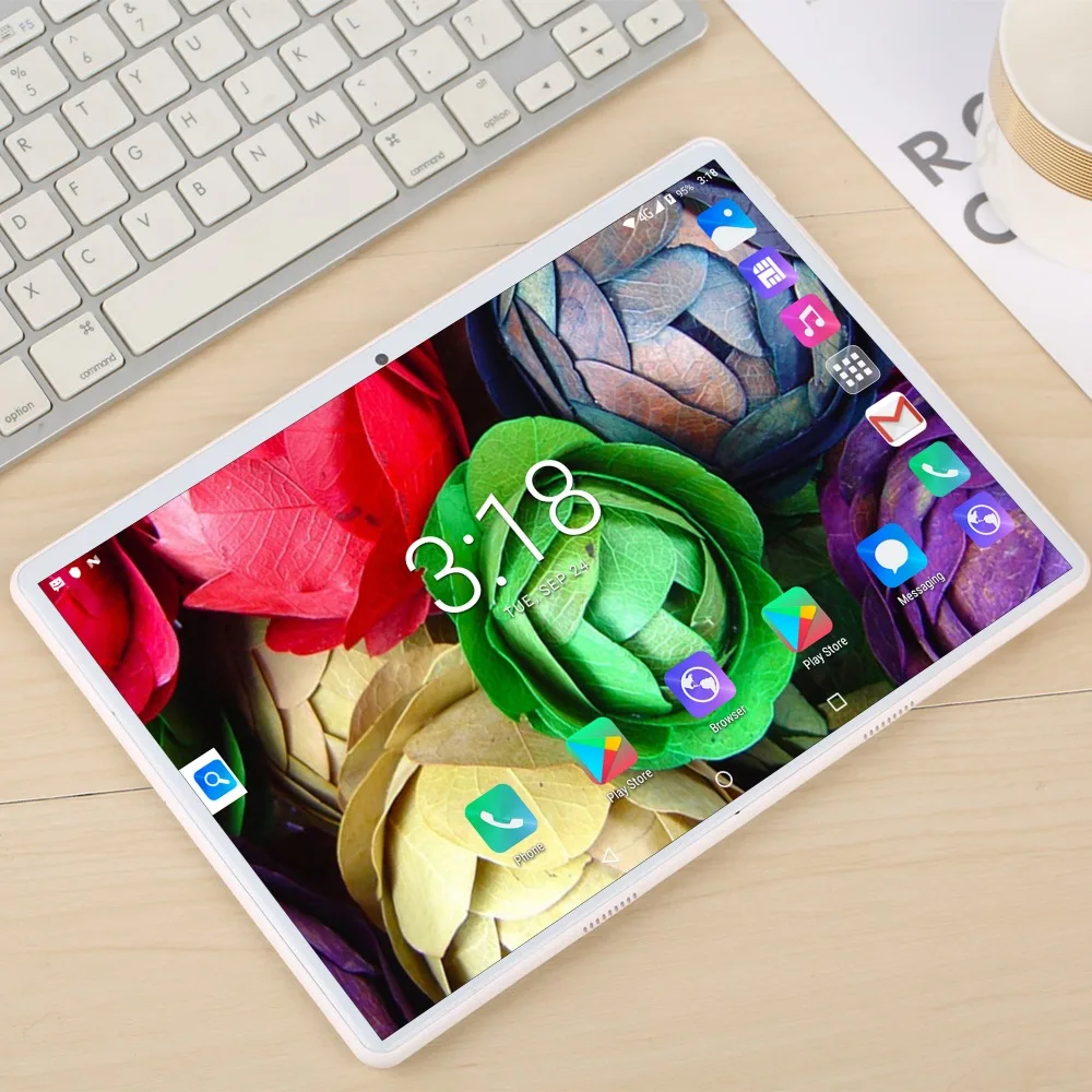 2.5D стальной экран 10,1 дюймов планшетный ПК Android 9,0 десять ядер 4G Телефонный звонок 8 ГБ+ 128 Гб rom Bluetooth Wi-Fi планшетный ПК+ клавиатура