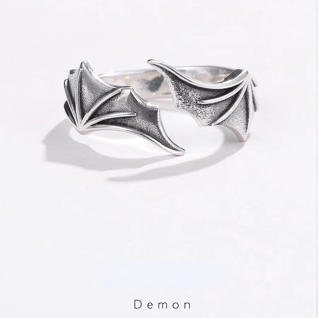 Demon Wing Couples Open Rings For Women Men Matching Best Friend Trendy Promise Adjustable Ring Thumb Jewelry Engagement