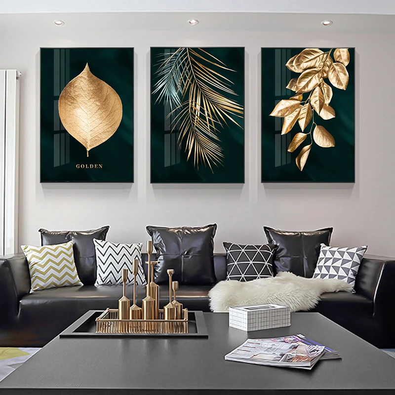 Brengen begaan rust Nordic Decoratie Gouden Blad Canvas Abstracte Schilderij Muurkunst Poster  En Print Decoratieve Foto 'S Voor Woonkamer Home Decor|Schilderij &  Schoonschrift| - AliExpress