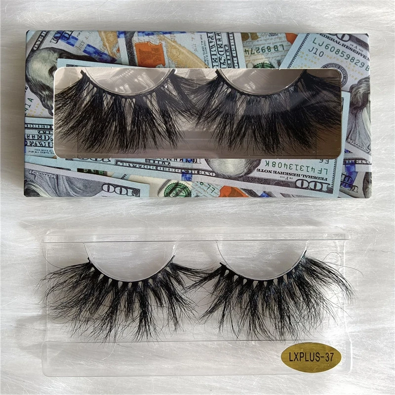 

25mm Lashes In Bulk Fluffy False Eyelashes With Money Packaging Box Cruelty-Free Fake Lash Makeup Eyelash Extension
