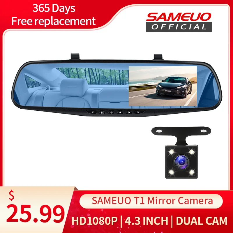 Семейный Автомобильный видеорегистратор с 2 камерами FHD1080P экраном 4 3 дюйма