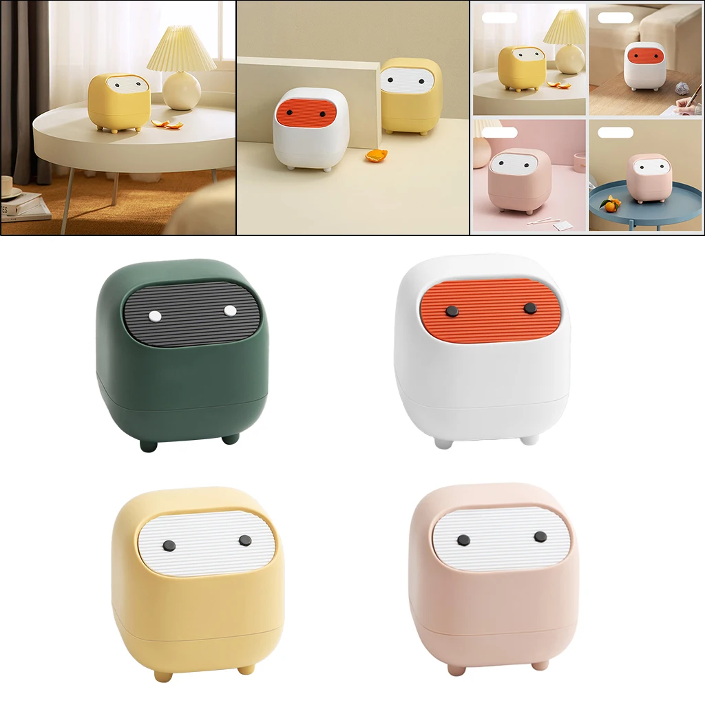 Mini Cute Waste Bin Desktop Small Trash Kitchen Can With Lid Garbage Organizer Detachable Cover dining table Desk Storage Bucket