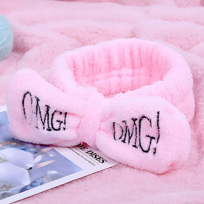 Новая буква "OMG" коралловый флис мягкий бант повязки для женщин девочек милый держатель волос повязки для волос аксессуары для волос