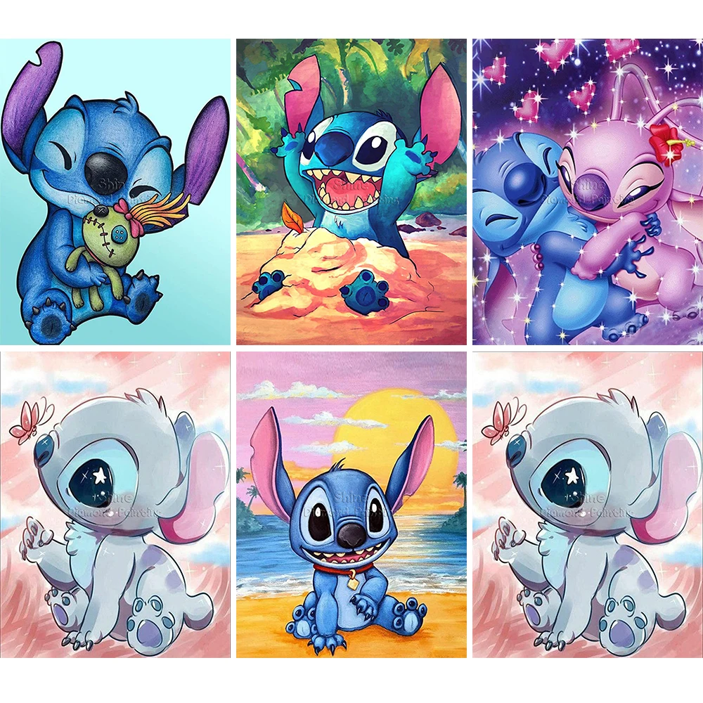 Lilo Stitch In The Beach - 5D Diamond Painting - DiamondByNumbers