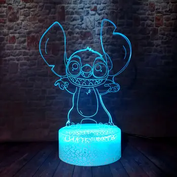 

Cute Lilo & Stitch Cartoon Figma Model 3D Illusion LED Kids Nightlight Colorful Changing Light Stitch action & toy figures