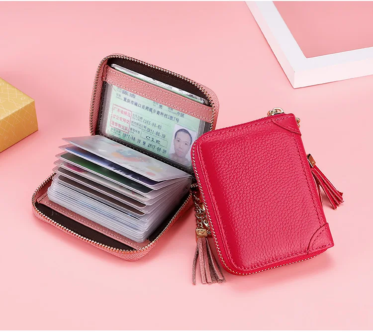 Rfid-блокировка противоугонное дизайнерское женское портмоне-клатч Femme кошелек на молнии мульти-слот для карт большая емкость кисточка натуральная кожа