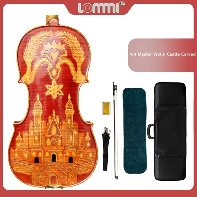 LOMMI 4/4 Stradi Luxury Royal Castle Carved 4/4 Violin Spruce Top Ebony Excellent Handcarved 4/4 Violin Oil Concert Violin SET