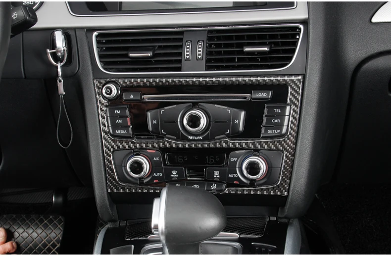 Углеродное волокно центральной консоли кондиционер CD панель Крышка отделка рамка наклейки, автоаксессуары для Audi A4 B8 A5 Q5 стайлинга автомобилей