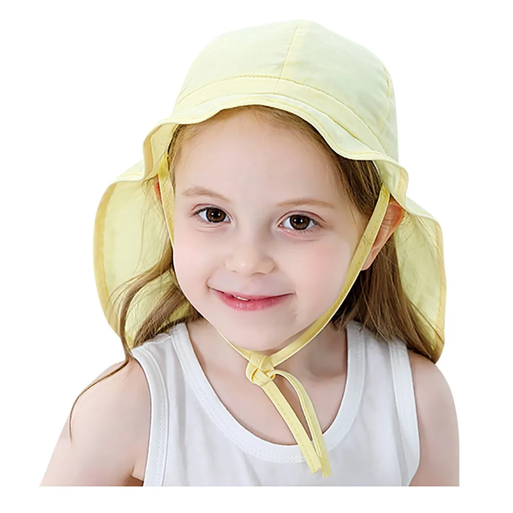 Hat Child Sunshade Solid Kids swimming Cap Baby Sun hat Beach Sun Protection Hats for Girls Boys