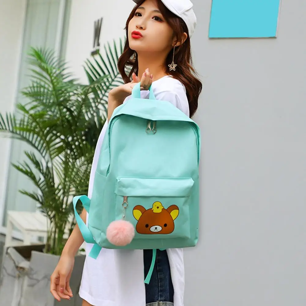 4pcs/set Bear Print Composite Bags Backpacks Women Big Totes Clutch Pen Bag Backpack Zipper Travel Shoulder Bag For Teenage Girl