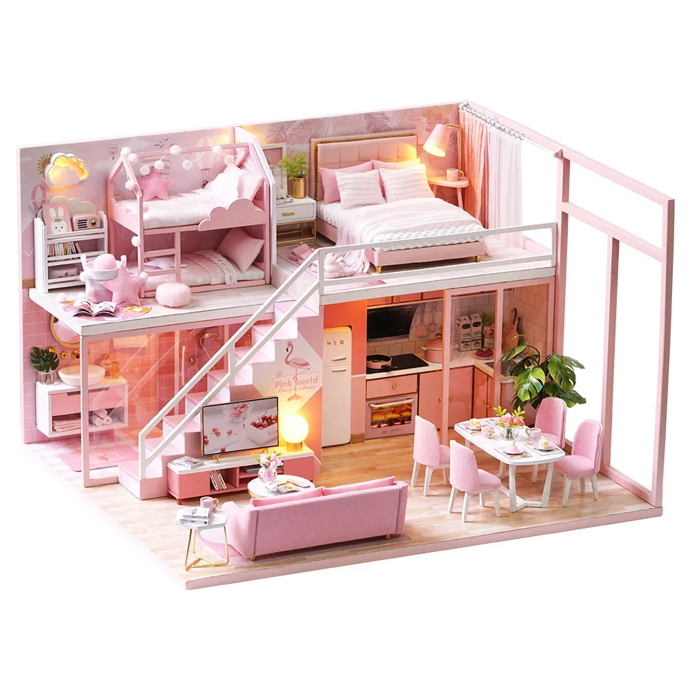 L027 CUTEBEE DIY Кукольный дом деревянные кукольные домики миниатюрный кукольный домик мебель комплект со светодиодный игрушки для детей Рождественский подарок L023 - Цвет: L027