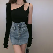 

Female Design Sense High Waist A-line Short Skirt 2021 Summer Women New Thin Slim Skinny Skirts Denim Skirt All-match Streetwear