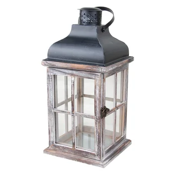 

Vintage Garden With Handle Handmade Decoration Home Exquisite Candle Holder Wood Metal Gift European Style Hanging Lantern