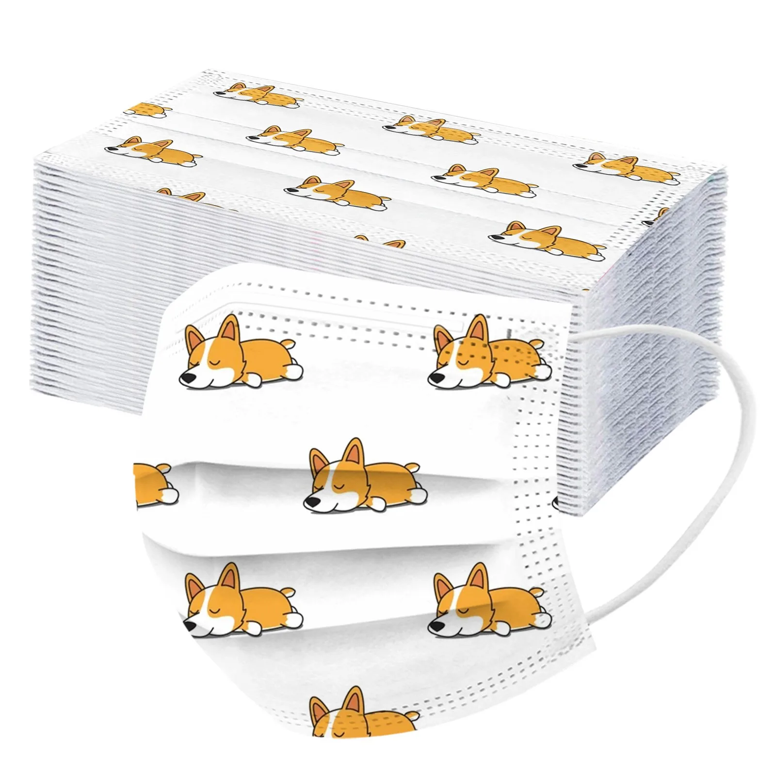 Disposable Adults Masks 50PCS cartoon Dog Print Face Mask 3 Ply Earloop Masks Mouth cover Mondmasker Halloween Cosplay facemask, superhero mask