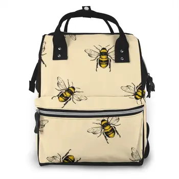 

Fashion Mummy Maternity Nappy Bag Honey Bee Engraving Print Large Capacity Baby Bag Travel Nursing Bag for Baby Care