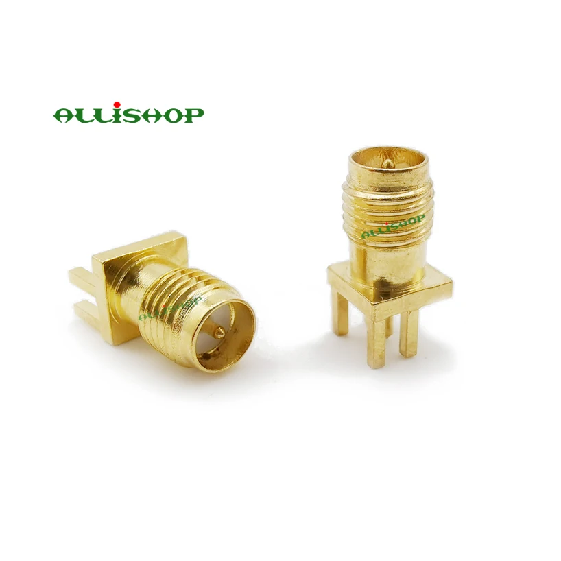 10 шт. RP SMA female печатная плата панель Edge Mount Plug с 4 подставка для булавок прямой разъем SMA Buchse PCB Mount RF коаксиальный переходник