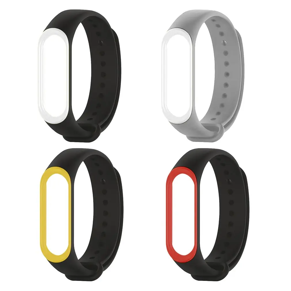 1Pcs Two-color Anti-lost Silicone Replacement Strap Wrist Strap WristBand Smartwatch Bracelet Band for For Xiaomi Mi Band 3
