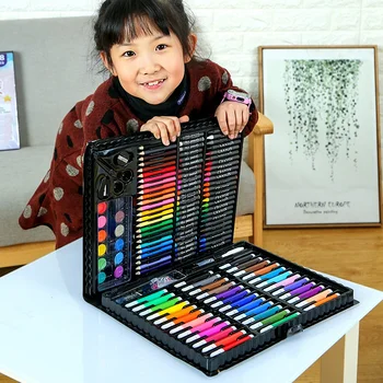 

150 Pcs/Set Kids Art Sets Children Drawing Kit Water Color Pen Crayon Oil Pastel Painting Tool Supplies Stationery Set