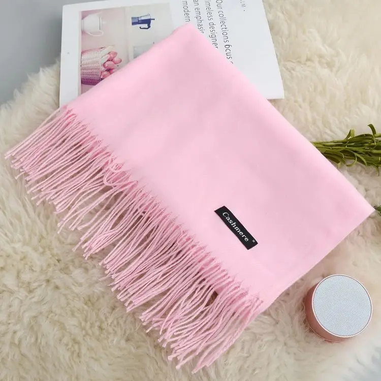 Pink Scarf Кашемировый женский шарф новая теплая шаль Foulard Femme пашмины платок Шерстяной палантин голова шеи длинные зимние шарфы для женщин - Цвет: Pink Scarf