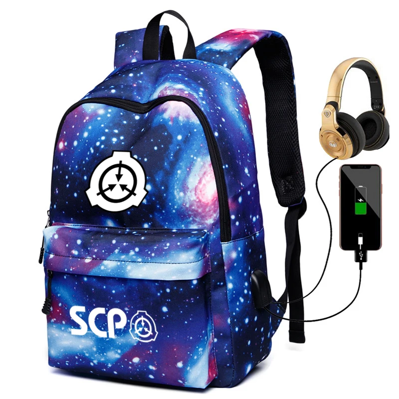 SCP Galaxy Рюкзак с usb-портом школьные рюкзаки для девочек мужские USB зарядка наушники