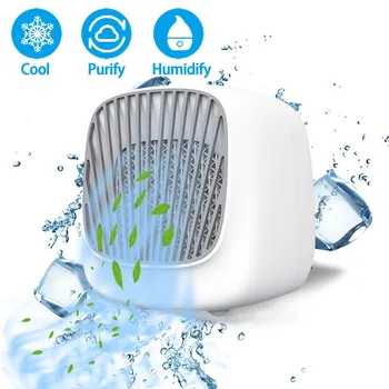 

Mini USB Portable Air Cooler Fan Air Conditioner 7 Colors Light Desktop Air Cooling Fan Humidifier Purifier For Office Bedroom