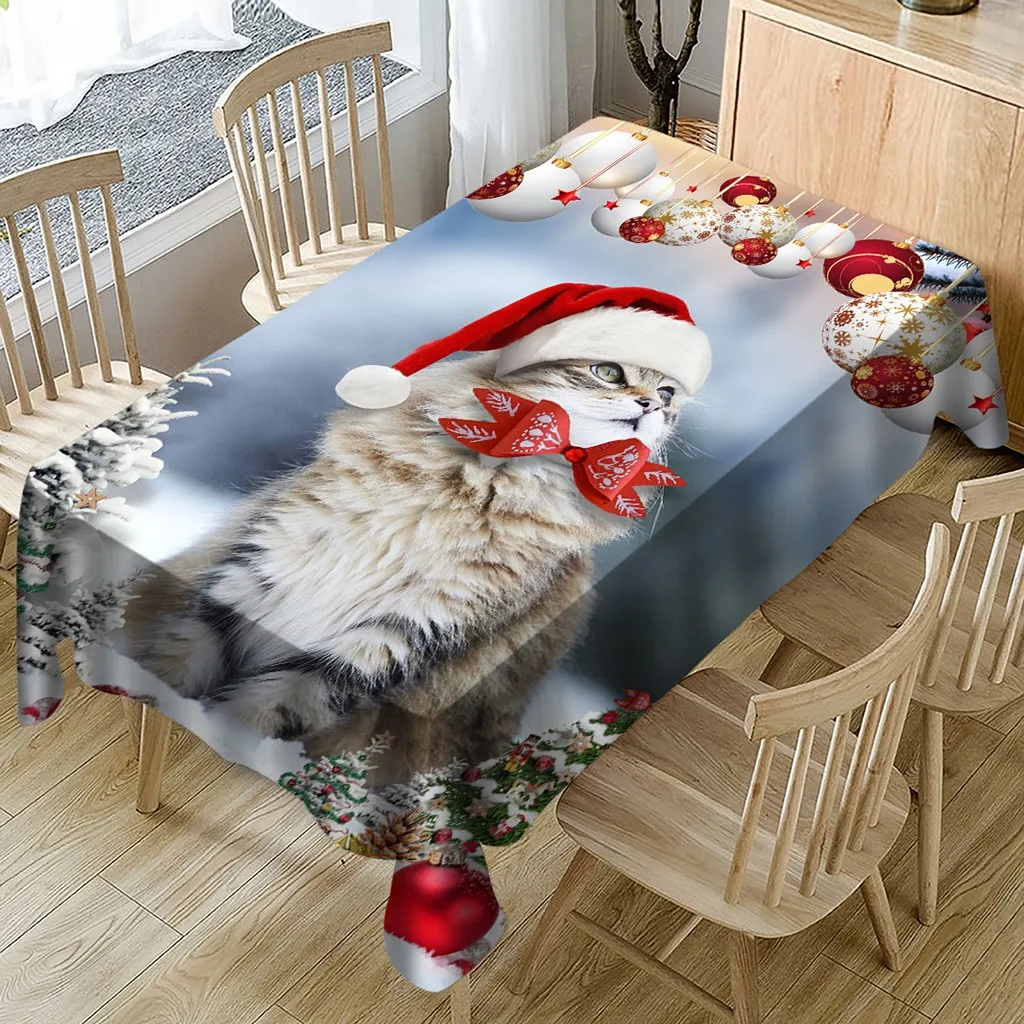 Gajjar милый Рождественский Кот цифровая печать чехлы на стулья скатерть обеденный кусок эластичный чехол для кресла спандекс домашний Рождественский Декор